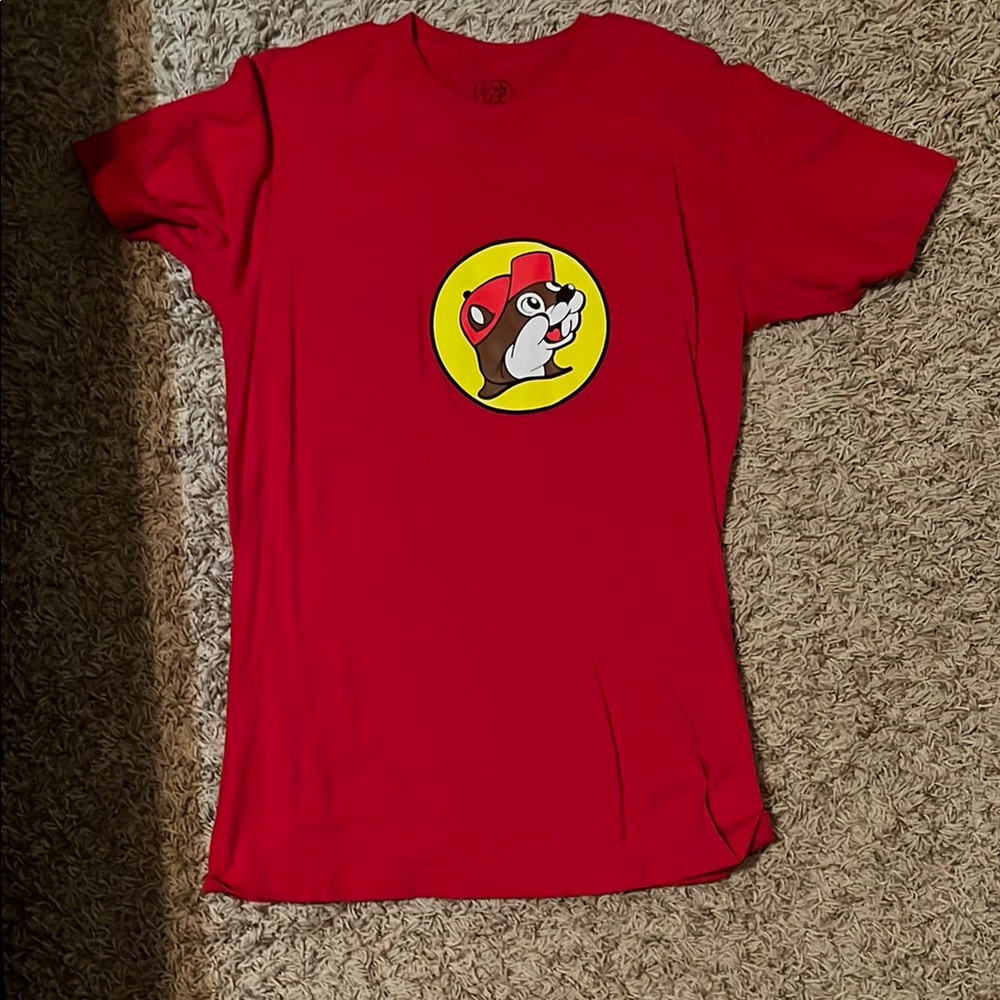 Red Graphic T-Shirt with Cartoon Logo